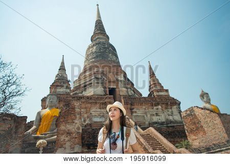 Female Tourist Woman Happy And Smiling