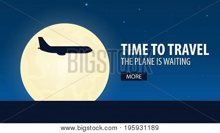 Time To Travel. Plane Is Waiting. Vector Illustration.