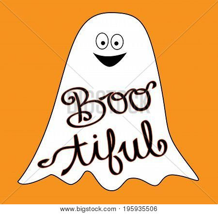 Happy Halloween Holiday Boo tiful Ghost Smiling