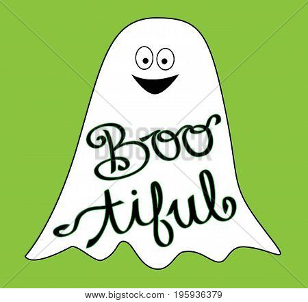 Happy Halloween Holiday Boo tiful Ghost Smiling
