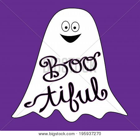 Boo tiful Happy Halloween Holiday Ghost Smiling