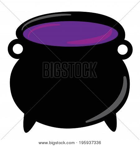 Happy Halloween Witch Cauldron with Purple Potion