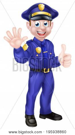 An illustration of a cute cartoon policeman character mascot