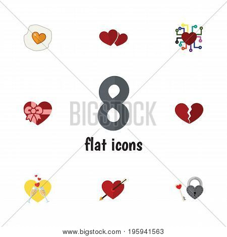 Flat Icon Amour Set Of Divorce, Scrambled, Key And Other Vector Objects