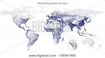 Stippled vector map of global population density