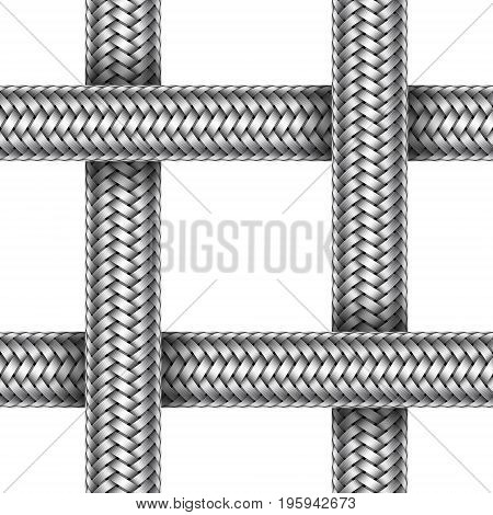 Vector seamless pattern of intersected braided metal cable