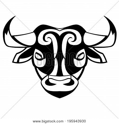 head of a bull - vector black and white can be used for logos and mascots tattoos