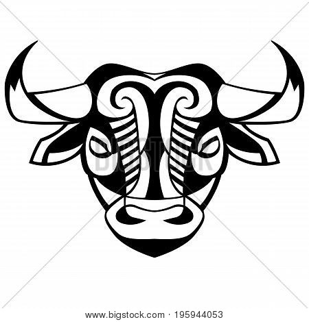 head of a bull - vector black and white can be used for logos and mascots tattoos