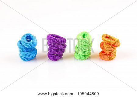 Hair elastic bands isolated on the white background