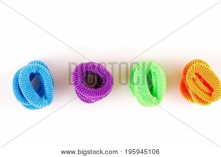 Hair elastic bands isolated on the white background