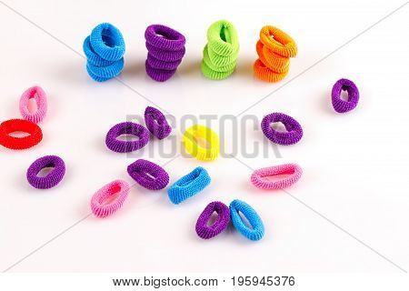 Hair elastic bands isolated on the white background
