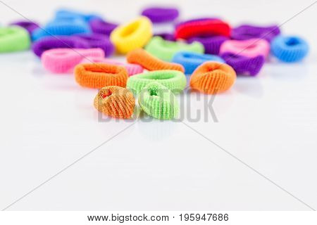 Hair elastic bands isolated on the white background