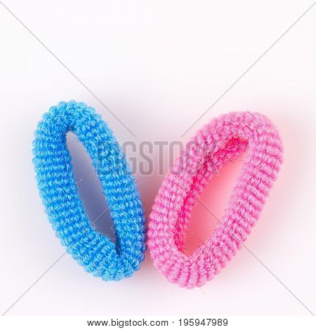 Hair elastic bands isolated on the white background