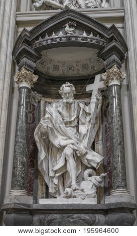 The statue of St. Philip by Mazzuoli in the Archbasilica St.John Lateran San Giovanni in Laterano in Rome. Rome Italy June 2017