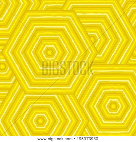 Hexagonal Abstract Aboriginal Line Painting In Vector Format.