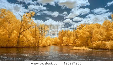 Apple River Panorama  In Infrared Color