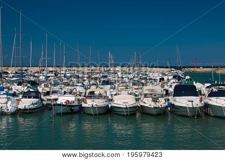 NUMANA, ITALY - JULY 1: Many boats on the Numana harbor, Marche, Italy