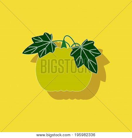 paper sticker on stylish background of plant Cucurbita