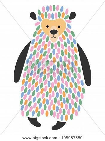 Vector illustration of a cartoon bear. Stylized grizzly. Art for children. Animal from geometric figures.