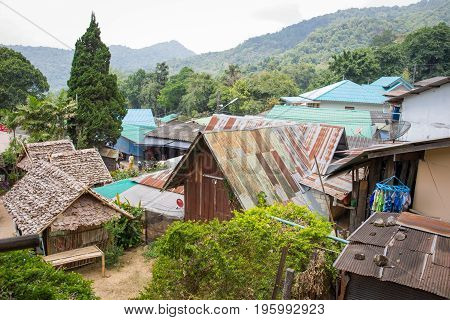 Chaingmaithailand-april 14: The Landscape Of Thai Mountain Traditional Village In The Northern Of Th