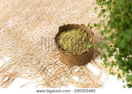 Henna Powder For Dyeing Hair And Eyebrows And Drawing Mehendi On Hands,  With Green  Leafs, Pink Flo