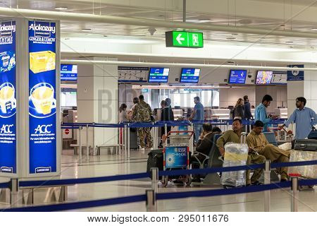 Dubai, Uae - April 2. 2019. Check-in Area At Dxb International Airport