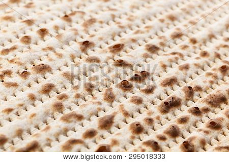 Matzah. Jewish Traditional Passover Bread. Pesach Celebration Symbol. Close-up