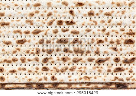 Matzah. Jewish Traditional Passover Bread. Pesach Celebration Symbol. Close-up