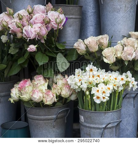 The Bouquets Of Cream Rose For Sale At Liberty's Store In London
