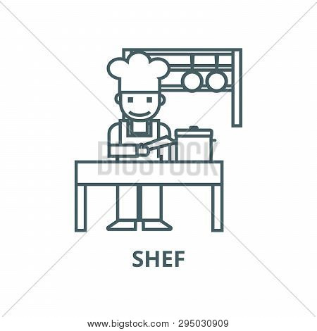 Cooker, Shef, Kitchen, Restaurant Line Icon, Vector. Cooker, Shef, Kitchen, Restaurant Outline Sign,
