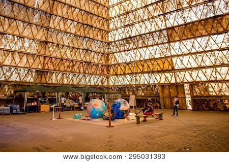 Moscow Region, Russia - July 2015: Energy Pyramid Golod (goloda) On Novorizhskoye Highway, Inside