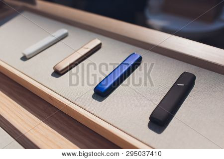 New Design Iqos. Showcase With A Large Multi-colored Selection System Of Heating Of Tobacco. Color D