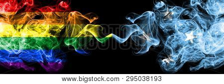 Gay Vs Micronesia, Micronesian Smoke Flags Placed Side By Side. Thick Colored Silky Smoke Flags Of P