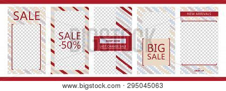 Vector Commercial Stories Template. Set Photo Frame. Streaming. Mockup For Photo Isolated On Transpa