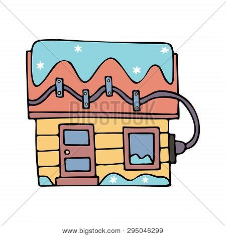Electrical De-icing Equipment On The House Roof. Fine For Ice And Snow Removal Services Promotion, A