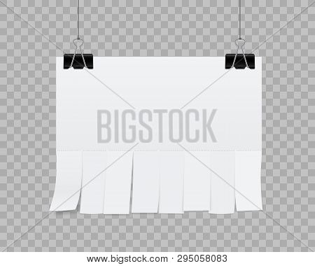 Creative Vector Illustration Of Empty Blank Sheet Paper Advertising With Tear-off Cut Slips Isolated