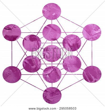 Metatron Cube Sacred Geometry Energy Meditation Chakra Illustration Purple