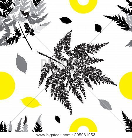 Botanical Seamless Pattern With Plant Elements On White
