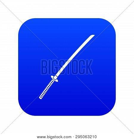Japanese Katana Icon Digital Blue For Any Design Isolated On White Vector Illustration