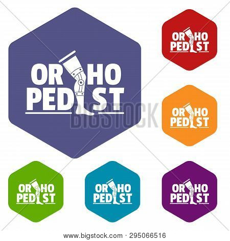 Orthopedic Icons Vector Colorful Hexahedron Set Collection Isolated On White