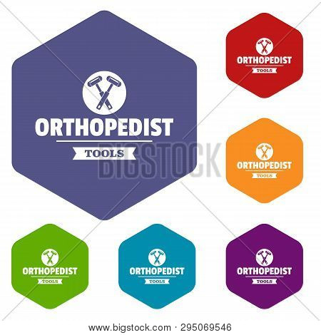 Orthopedic Tool Icons Vector Colorful Hexahedron Set Collection Isolated On White