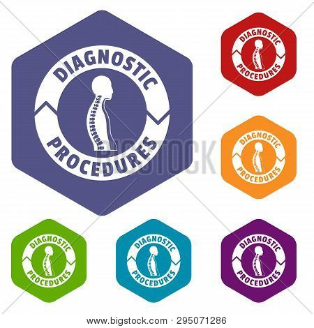 Diagnostic Procedures Icons Vector Colorful Hexahedron Set Collection Isolated On White