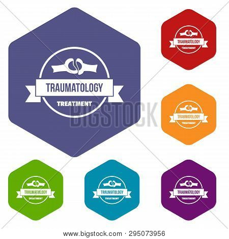 Treatment Icons Vector Colorful Hexahedron Set Collection Isolated On White