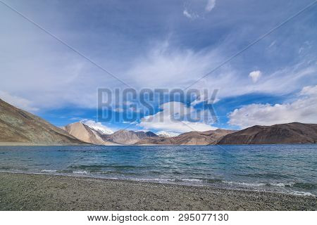 On The Road In Leh Ladakh Landscape.khardung La Pass.road On Snow Mountain  In Northern India.