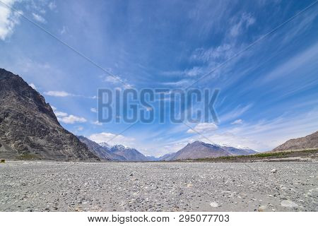 On The Road In Leh Ladakh Landscape.khardung La Pass.road On Snow Mountain  In Northern India.