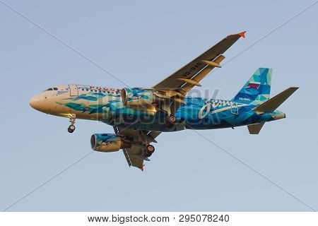 Saint Petersburg, Russia - October 25, 2018: The Airbus A319-111 (vq-bas) Of Rossiya Airlines In The