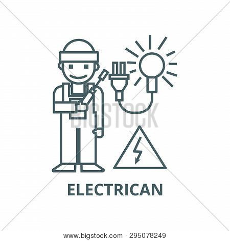 Electrican Line Icon, Vector. Electrican Outline Sign, Concept Symbol, Flat Illustration