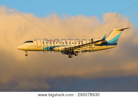 Saint Petersburg, Russia - October 25, 2018: Bombardier Crj-200 (vp-bba) Of Yamal Airlines Close-up 