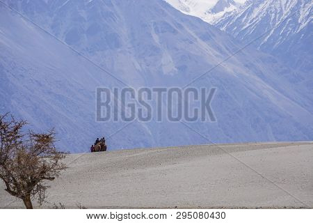 On The Road In Leh Ladakh Landscape.khardung La Pass.road On Snow Mountain  In Northern India.