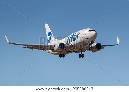 Moscow, Russia - April 03, 2019: Aircraft Boeing 737-524(wl) Vp-byk Of Utair Aviation Going To Landi